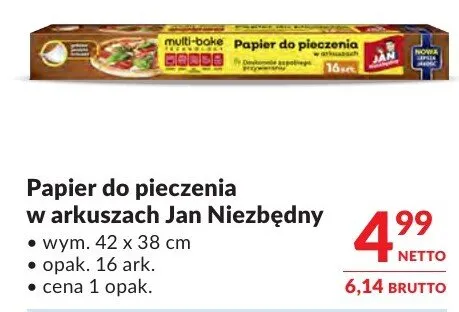 Papier do pieczenia w arkuszach Jan Niezbędny promocja w Makro