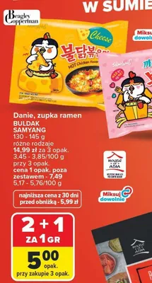 Danie zupka ramen Buldak Samyang Carbo promocja w Carrefour Market
