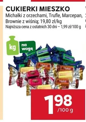 Cukierki Mieszko, różne rodzaje (Truffle, Marcepan, Brownie z wiśnią) promocja w Stokrotka