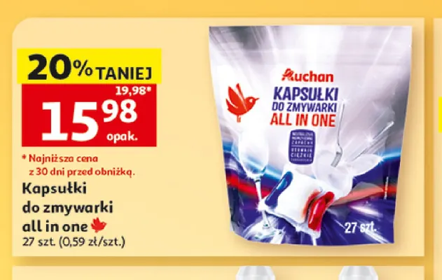 Kapsułki do zmywarki all in one Auchan promocja w Auchan