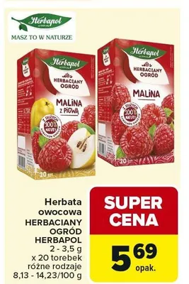 Herbata owocowa HERBACIANY OGRÓD HERBAPOLSKA x 20 torebek 2-3,5 g różne rodzaje promocja w Carrefour