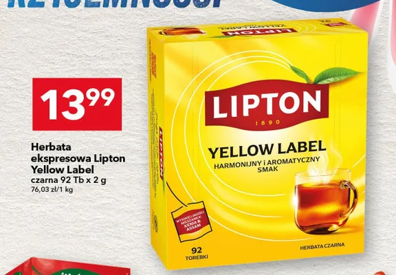 Herbata ekspresowa Yellow Label czarna promocja w LEWIATAN