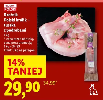 Polski królik - tuszka z podrobami promocja w Lidl