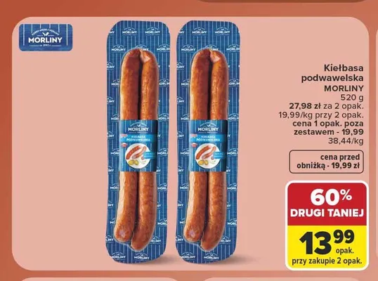 Kiełbasa podwawelska Morliny promocja w Carrefour