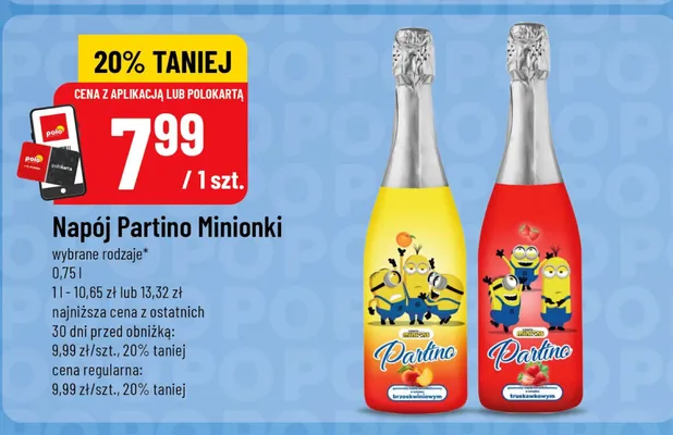 Napój gazowany bezalkoholowy Partino Minionki brzoskwiniowy promocja w POLOmarket