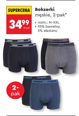 Bokserki męskie Campus 2-pak promocja w Biedronka