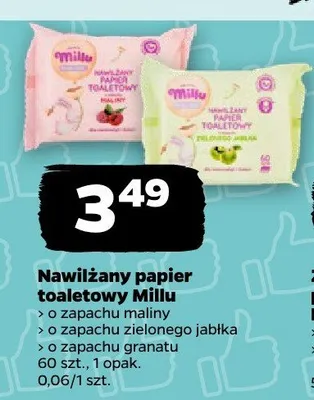 Nawilżany papier toaletowy Millu o zapachu granatu promocja w Netto