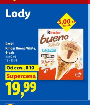 Rożki Kinder Bueno White 4-pak promocja w Lidl