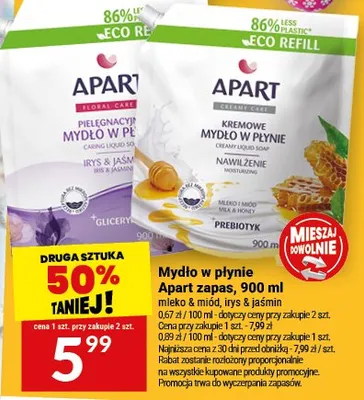 Mydło w płynie Apart zapas, 900 ml miękka mięta, lys & jaśmin promocja w Twój Market