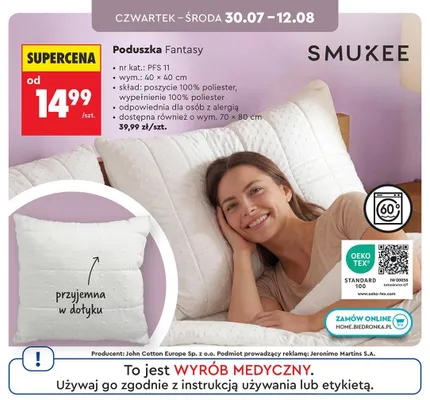 Poduszka Fantasy Smukee 40x40 cm promocja w Biedronka