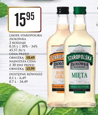 Likier Staropolska Ziołówka Klasyczna promocja w Dino