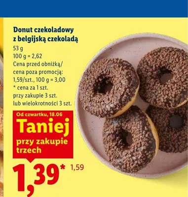 Donut czekoladowy z belgijską czekoladą promocja w Lidl