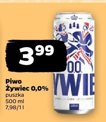 Piwo Żywiec 0,0% puszka promocja w Netto