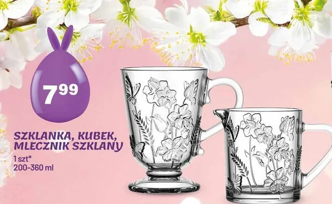 Szklanka, kubek, mlecznik szklany promocja w Arhelan