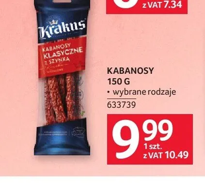 Kabanosy klasyczne z szynką Krakus promocja w Selgros