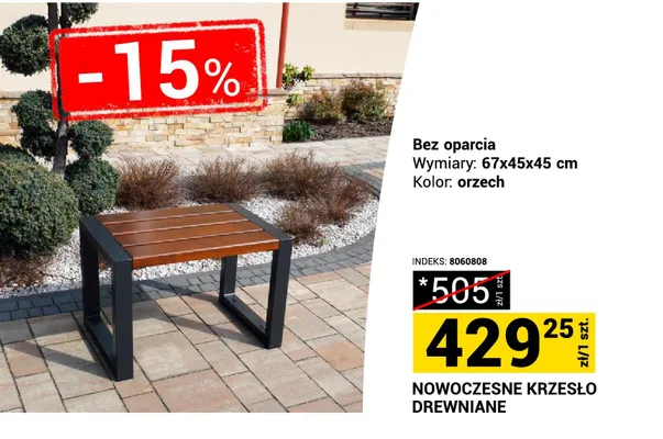 Krzesło nowoczesne drewniane bez oparcia promocja w Merkury Market