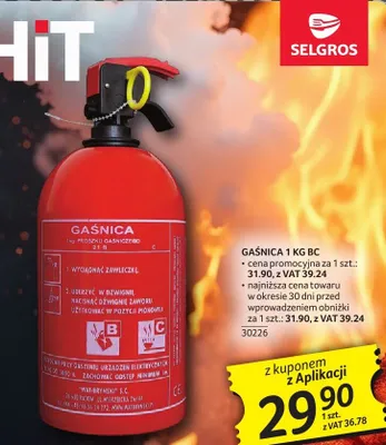 Gaśnica 1 kg BC promocja w Selgros