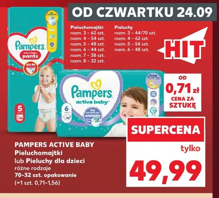 Pieluchy dla dzieci Pampers Active Baby promocja w Kaufland
