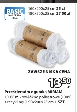 Prześcieradło z gumką Miriam 180x200x25 cm promocja w Jysk