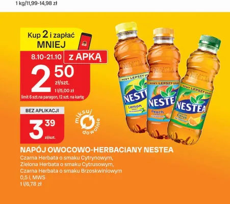 Napój owocowo-herbaciany czarna herbata o smaku brzoskwiniowym Nestea promocja w Chorten