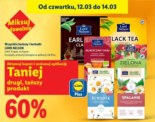 Wszystkie herbaty i herbatki Lord Nelson DRUGA -60% promocja w Lidl