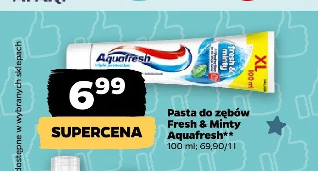 Pasta do zębów Fresh & Minty Aquafresh promocja w Netto
