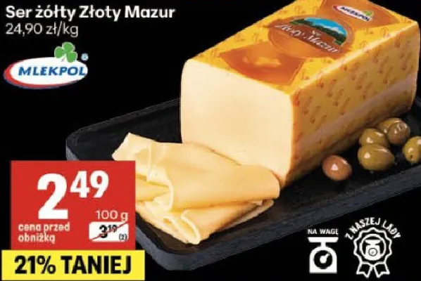 Ser żółty Złoty Mazur promocja w Delikatesy Centrum