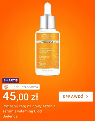 Rozjaśniające serum z witaminą C Bielenda Professional Supremelab Energy Boost promocja w Allegro