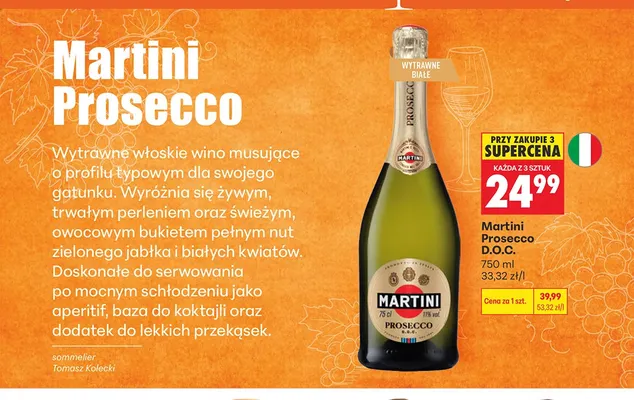 Wino musujące Martini Prosecco D.O.C. promocja w Biedronka