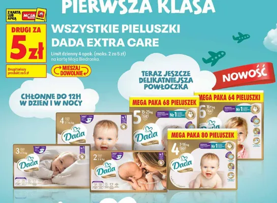 Pieluszki Dada Extra Care 6 Mega Paka promocja w Biedronka