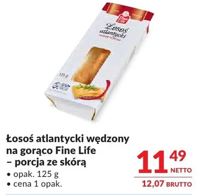 Łosoś atlantycki wędzony na gorąco Fine Life - porcja ze skórą promocja w Makro