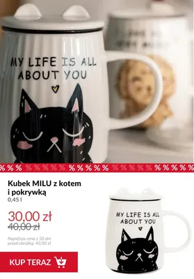 Kubek Milu z kotem i pokrywką 0,45 l promocja w Homla