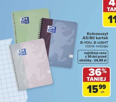 Kołozeszyt A5 80 kartek Oxford B-You promocja w Carrefour