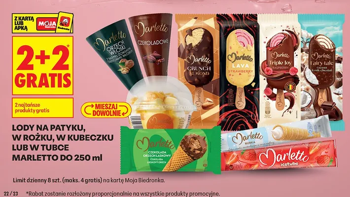 Lody w rożku Marletto Czekoladowe promocja w Biedronka