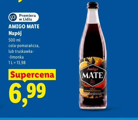 Napój Amigo Mate cola-pomarańcza promocja w Lidl