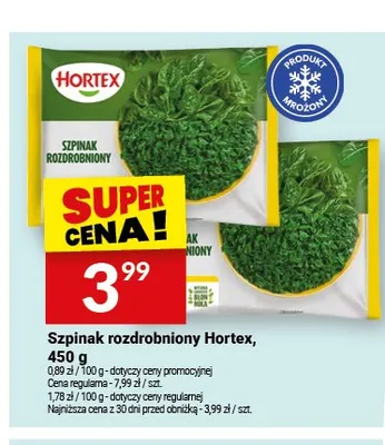 Szpinak rozdrobniony Hortex promocja w Twój Market