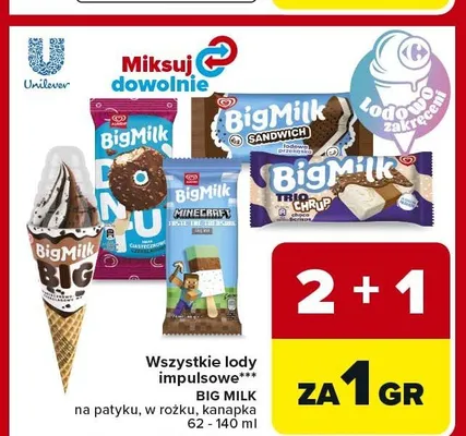 Lody impulsowe Big Milk promocja w Carrefour Market