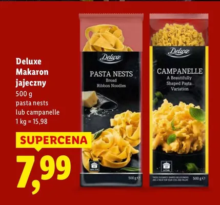 Makaron jajeczny pasta nests lub campanelle promocja w Lidl