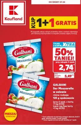 Ser Mozzarella w zalewie Galbani promocja w Kaufland