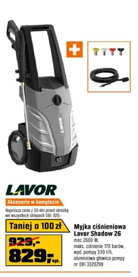 Myjka ciśnieniowa Lavor Shadow 26 moc 2600W maks. ciśnienie 170 barów wyd. pompy 530l/h aluminiowa głowica pompy promocja w OBI