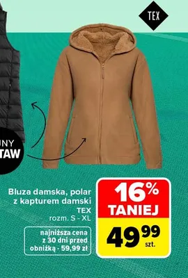 Polar z kapturem damski TEX promocja w Carrefour