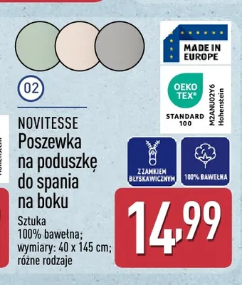 Poszewka na poduszkę do spania na boku Novitesse promocja w Aldi