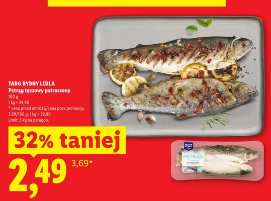 Pstrąg tęczowy patroszony Targ Rybny Lidla promocja w Lidl