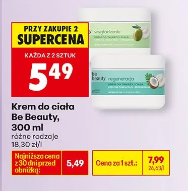 Krem do ciała regeneracja różne rodzaje promocja w Biedronka