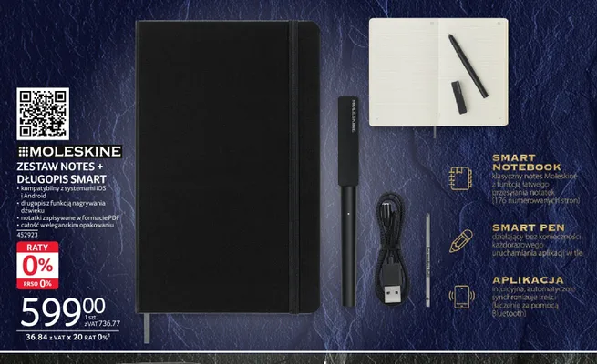 Zestaw notes + długopis smart Moleskine promocja w Selgros