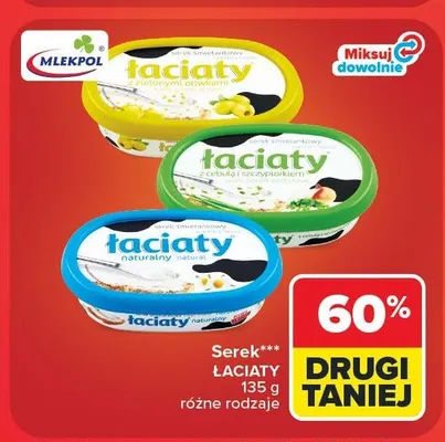 Serek śmietankowy Łaciaty z cebulą i szczypiorkiem promocja w Carrefour Market