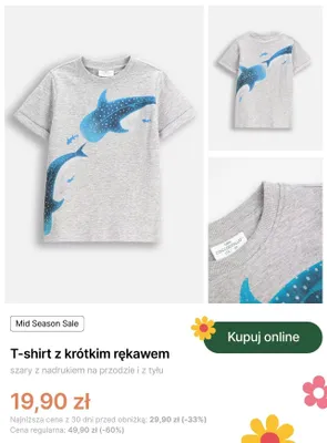 T-shirt z krótkim rękawem Coccodrillo szary z nadrukiem na przodzie i z tyłu promocja w Coccodrillo