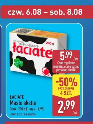 Masło ekstra Łaciate promocja w Aldi