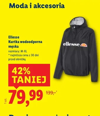 Kurtka wodoodporna męska Ellesse promocja w Lidl