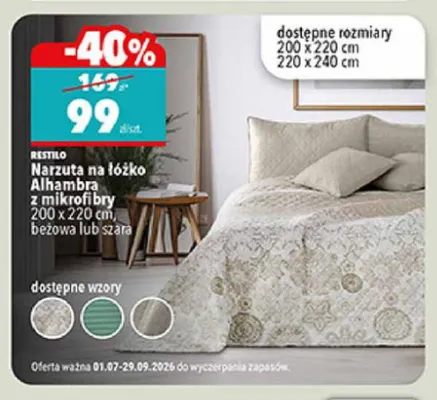 Narzuta na łóżko Restilo Alhambra 200x220 cm promocja w Biedronka